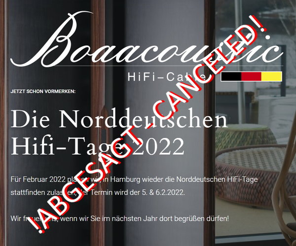 Norddeutschen HiFi-Tage 2022 - Absage!